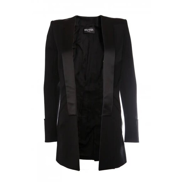 Balmain Satin-Trimmed Wool Blazer FR 40 - Picture 7 of 9